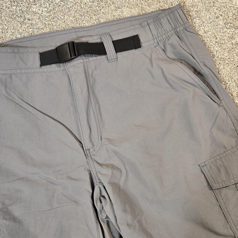 Eddie Bauer Mens  L Shorts Cargo Belted Nylon Gray‎ Outdoor Hiking Nature Sporty